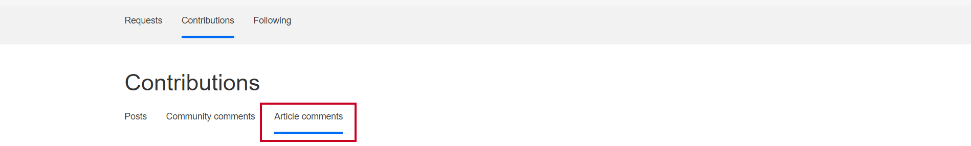 The Article comments tab.