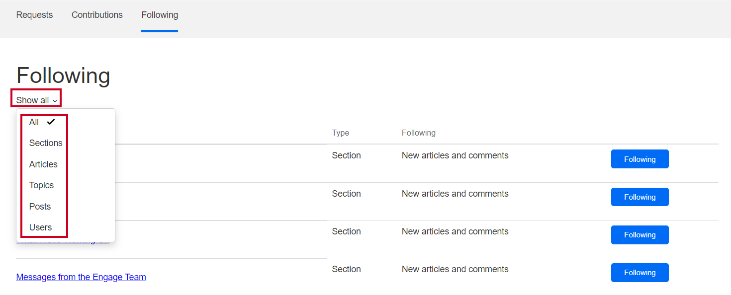 Filter Options