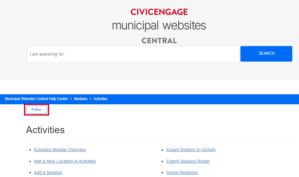 A white, rectangular Follow button above the section name.