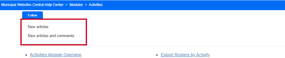 Follow button drop-down list and follow options.