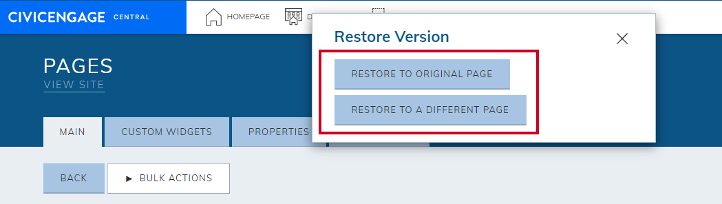 restore options