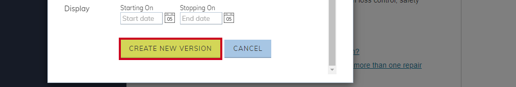 Create New Version button.