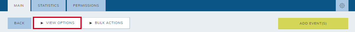 The Calendar's view options expandable menu.