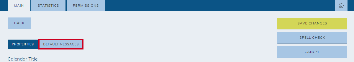 The calendar's Default Messages tab.
