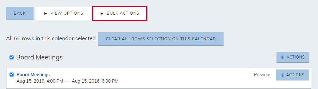 Bulk Actions expandable tab.