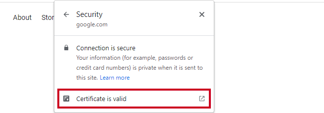 The Certificate is valid button.