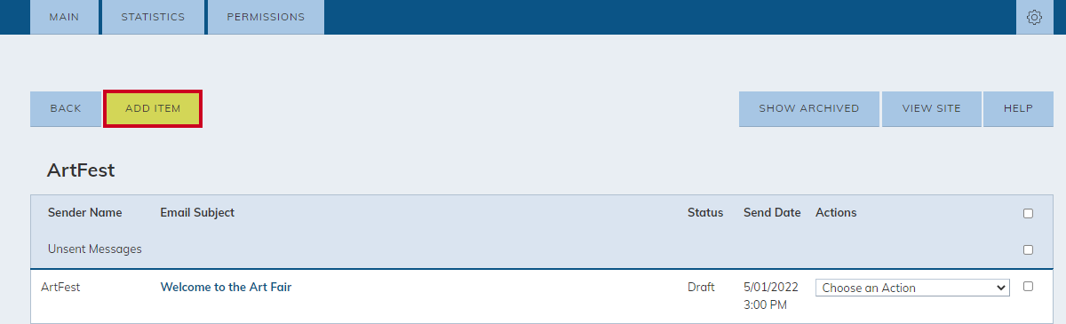 The List's Add Item button.