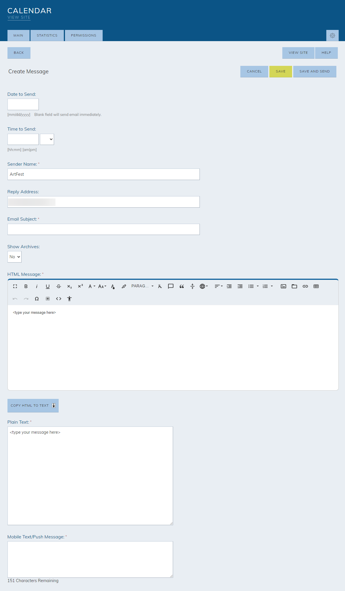 Create a Message's information fields.