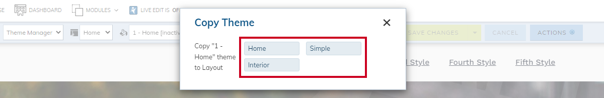 Copy Theme layout options.