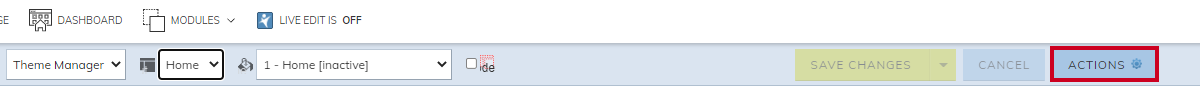 Theme manager actions menu button.