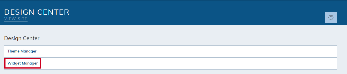 Design Center's Widget Manager option.
