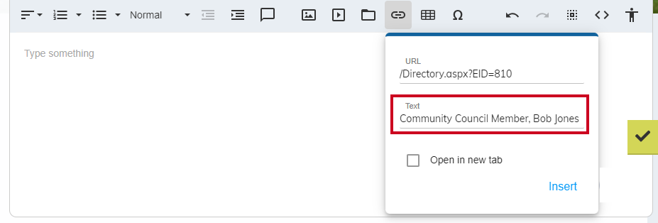 Link Text field.