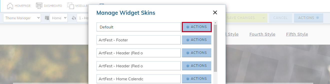 Select the Action Menu for the desired widget
