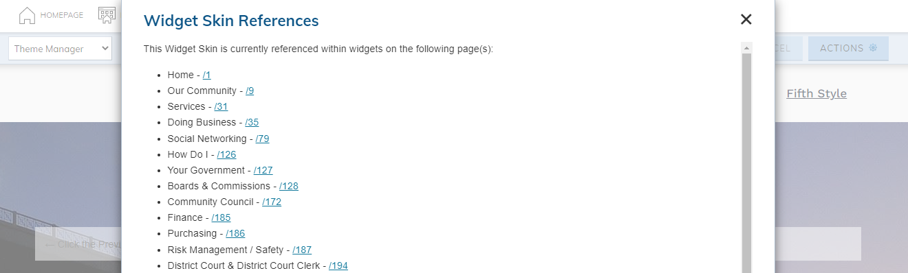 View a list of the Widget Skin References