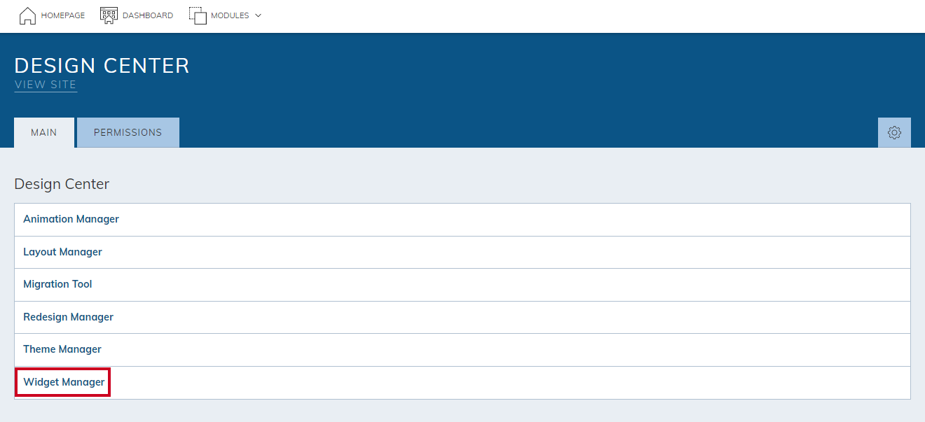 Select Widget Manager