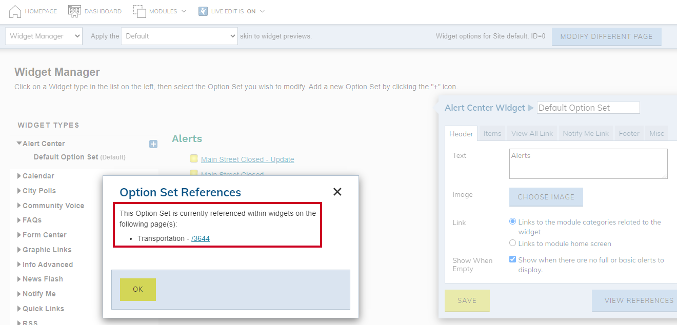 View a list of Option Set References