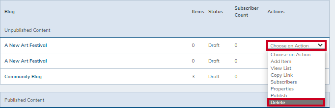 actions delete category