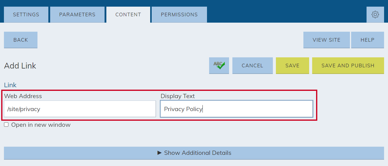 Privacy Policy Quick Link.