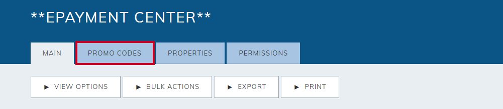 The promo codes tab.