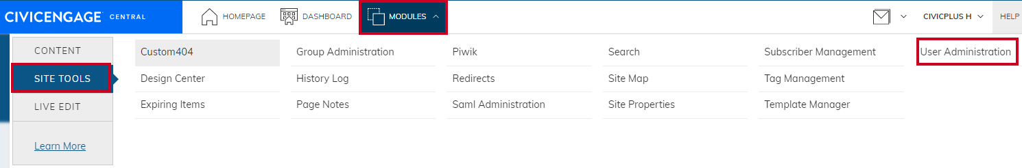 user admin